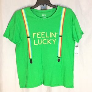 City Streets I’m Feelin’ Lucky Green T-Shirt Sz XL